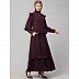 Frill abaya with double sleeves design- wine color